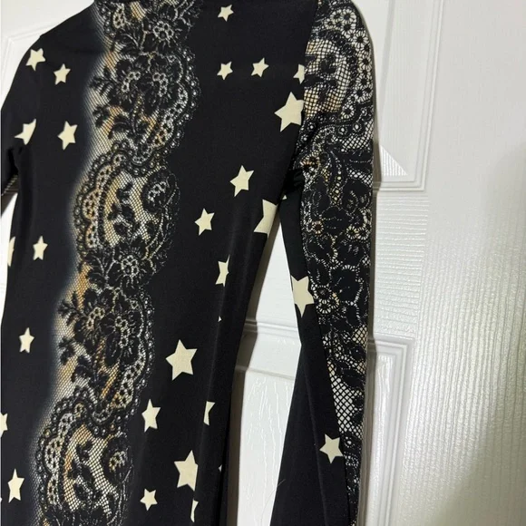 fx missony italy Black and Cream Star Pattern Dress - Picture 7 of 11